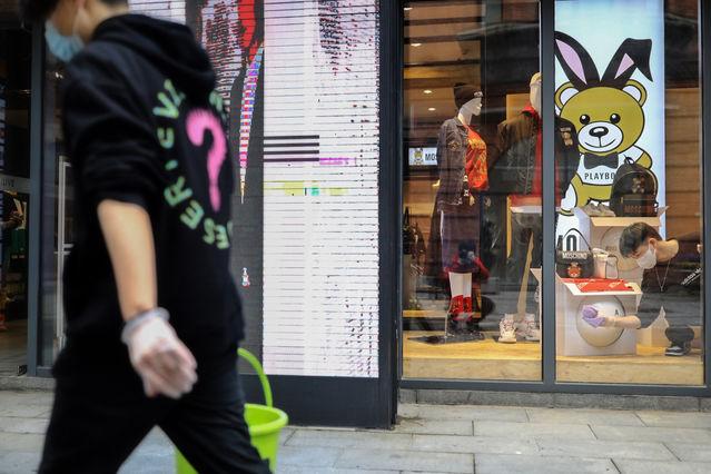 「步行街」武汉标志性步行街楚河汉街恢复营业