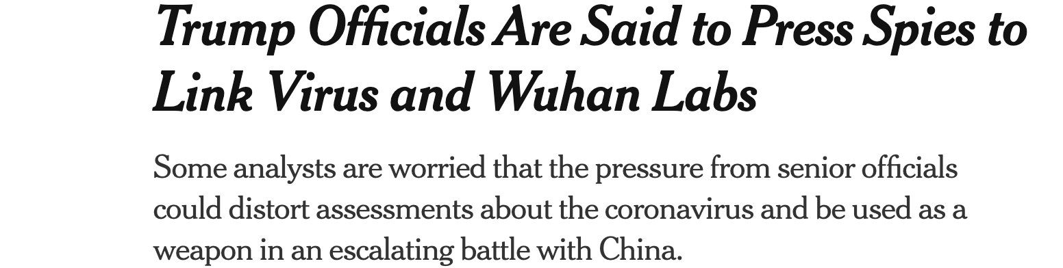 施压北美观察丨特朗普施压情报机构查“病毒” 美高官斥此举为美国“灾难”