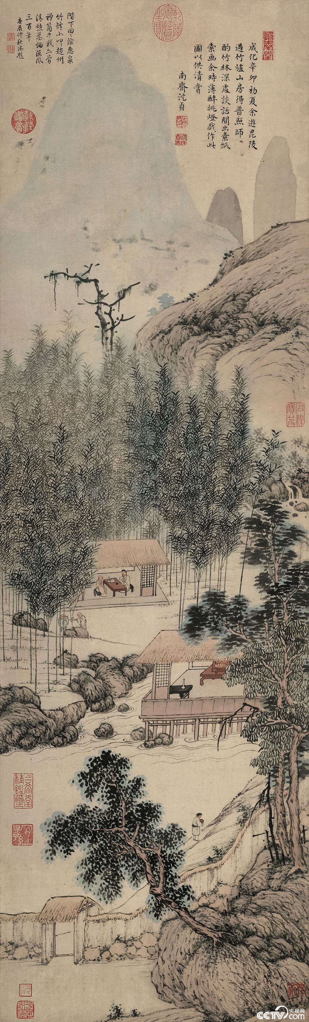央视画廊】传世墨迹——明·沈贞《竹炉山房图》_央视网(cctv.com)