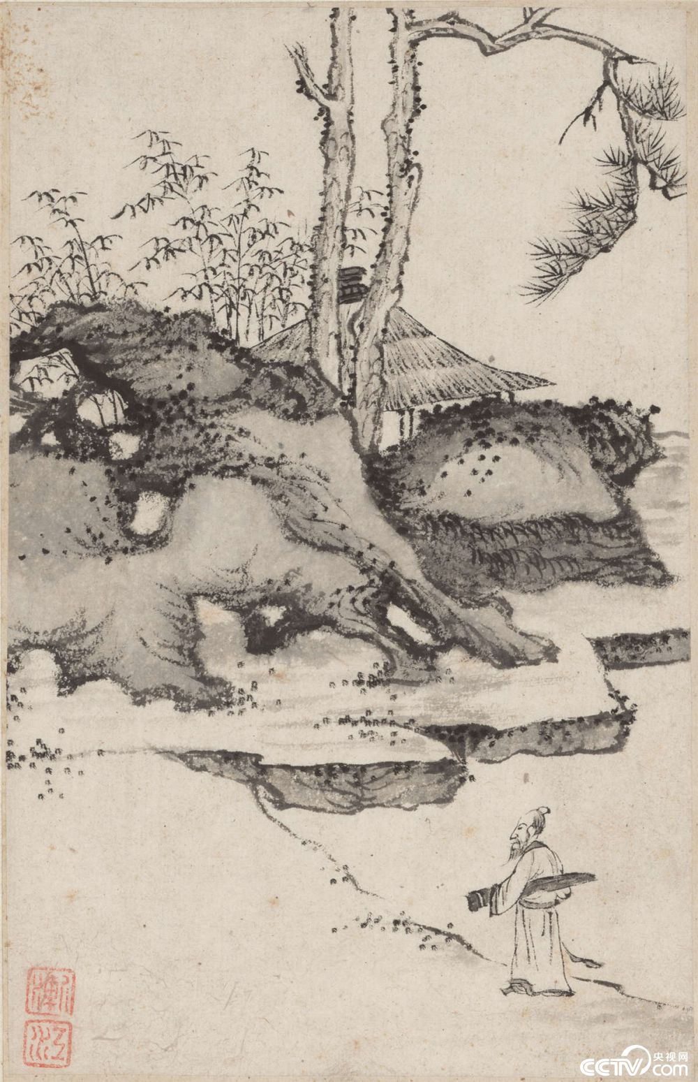 央视画廊】传世墨迹——以禅入画弘仁法师渐江《山水册》_央视网(cctv.com)