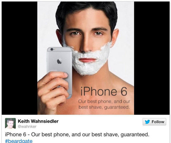 网友因iPhone6<em>夹头发</em>恶搞制 苹果牌 刮胡刀广