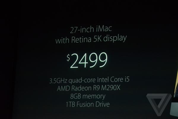 27英寸视网膜5K屏iMac亮相 售价2499美元