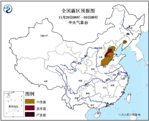霾黄色预警：京津冀鲁等有中度霾
