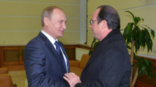 普京机场会晤奥朗德称望乌克兰达永久停火协议