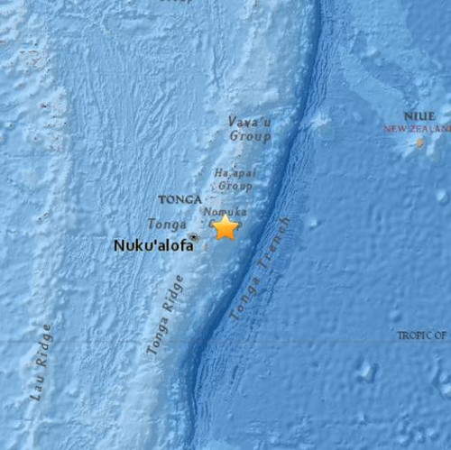 汤加东北部海域发生6.2级地震 震源深度1公里