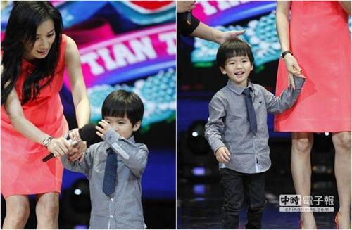 张庭带儿子录节目遭林秉翰吐槽不漂亮（图）
