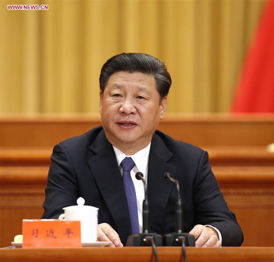 BEIJING, May 30, 2016 (Xinhua) -- Chinese President Xi Jinping addresses an event conflating the national conference on science and technology, the biennial conference of the country