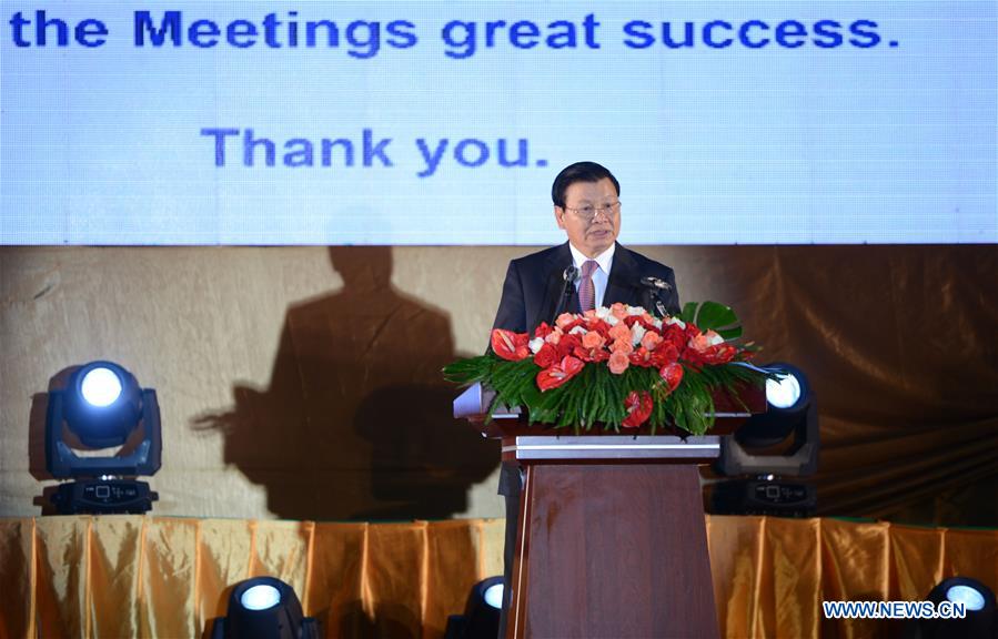Lao Prime Minister Thongloun Sisoulith addresses the opening ceremony of the ASEAN Foreign Ministers Meeting in Vientiane, Laos, July 24, 2016. The 49th ASEAN Foreign Ministers Meeting kicked off here on Sunday. (Xinhua/Liu Yun)