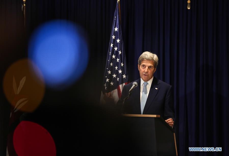 U.S. Secretary of State John Kerry speaks during a press conference in Nairobi, Kenya, Aug. 22, 2016. Foreign ministers from five East African countries and U.S. Secretary of State John Kerry on Monday agreed to move forward with the deployment of a regional protection force in South Sudan, where renewed fighting erupted last month. (Xinhua/Pan Siwei) 