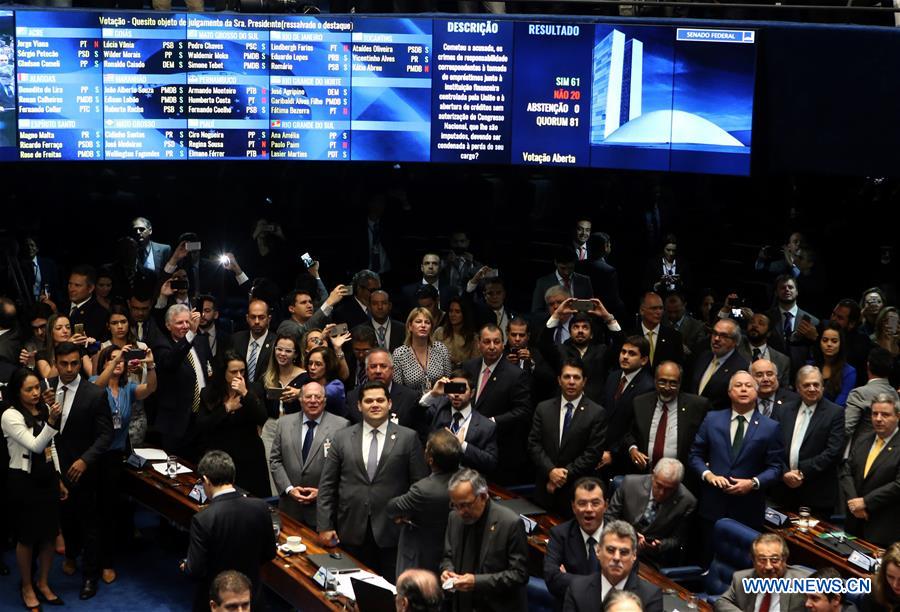 Senators participate in the final vote of the impeachment against Brazil