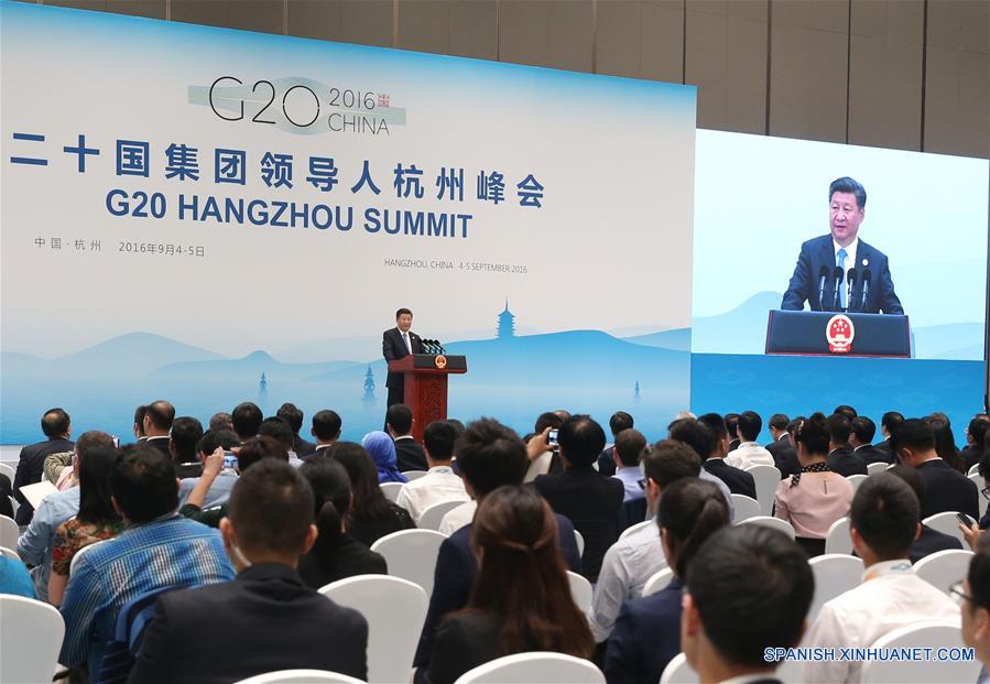 El presidente de China, Xi Jinping, asiste a una conferencia de prensa después de la XI Cumbre del Grupo de los 20 (G20) en Hangzhou, capital de la provincia oriental china de Zhejiang, el 5 de septiembre de 2016. (Xinhua/Yao Dawei)