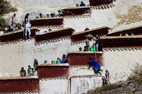 Renovation and repainting work has begun at the World Heritage Site, Potala Palace. 
