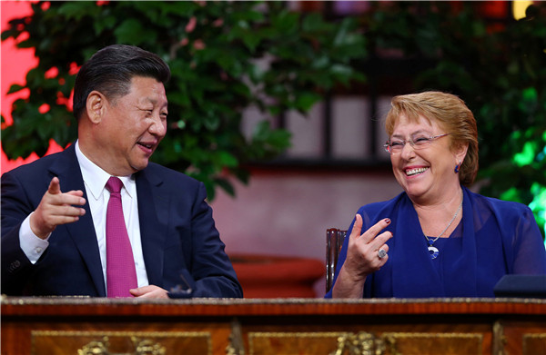 President Xi Jinping and Michelle Bachelet, Chile