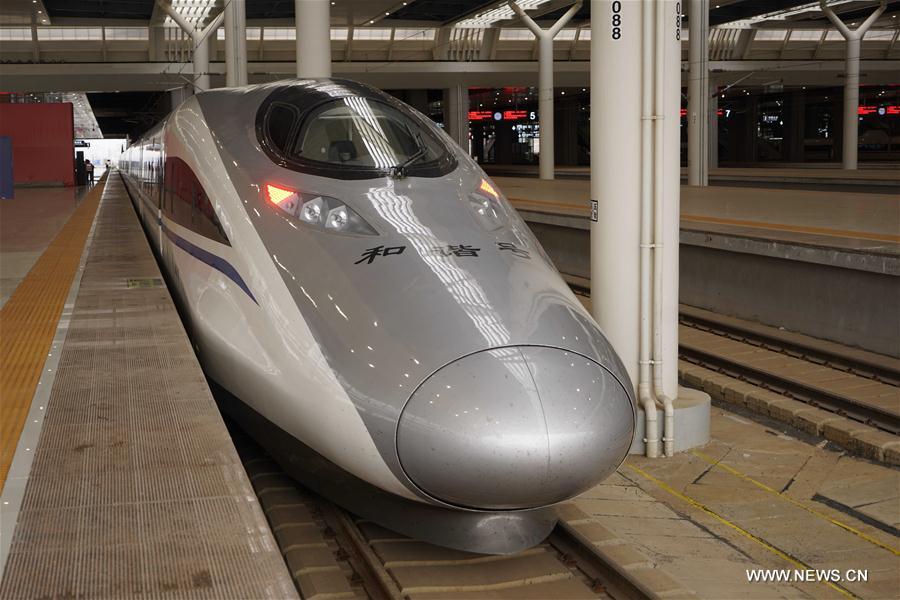 A bullet train is seen at the Kunmingnan Railway Station in Kunming, capital of southwest China