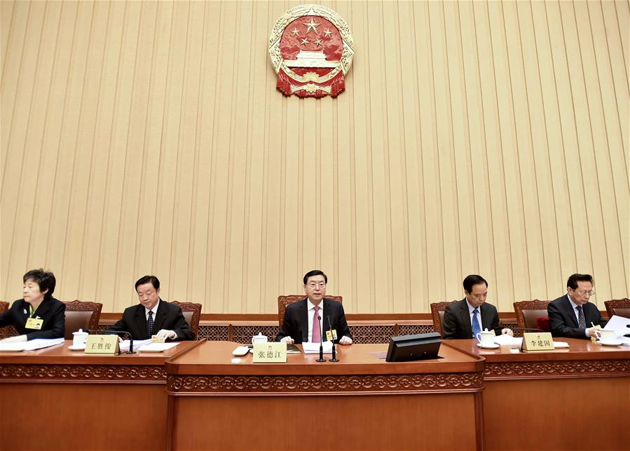 Zhang Dejiang (C), chairman of the Standing Committee of China