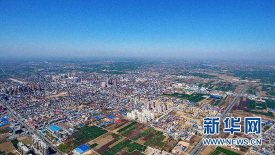 俯瞰河北省容城县县城(4月1日摄)。