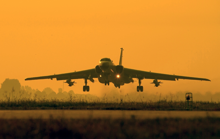 An H-6K bomber during an exercise. YANG JUN/XINHUA