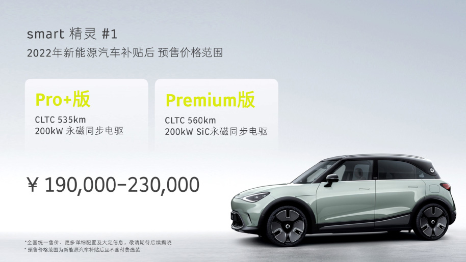 全新smart精灵#1亚洲先发上市 预售价19-23万元