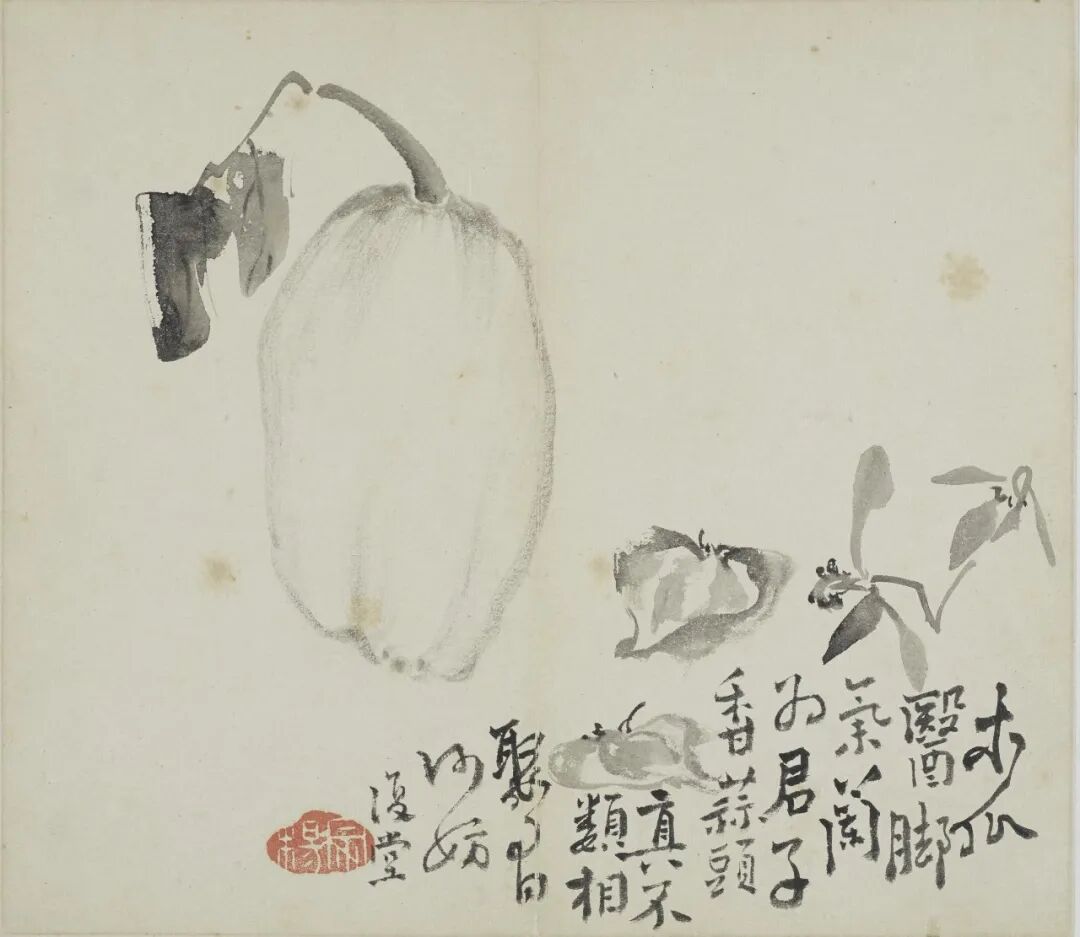 李复堂花卉册之木瓜 李鱓 中国画 25×28.6cm 1727年 中国美术馆藏