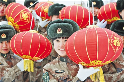 边防女战士 北疆军营腊梅花