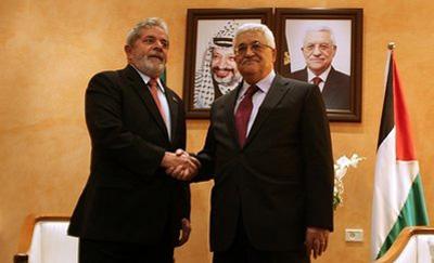 Brazilian&nbsp;President&nbsp;Luiz&nbsp;Inacio&nbsp;Lula&nbsp;da&nbsp;Silva,&nbsp;left,&nbsp;shakes&nbsp;hands&nbsp;with&nbsp;Palestinian&nbsp;Authority&nbsp;leader&nbsp;Mahmud&nbsp;Abbas&nbsp;during&nbsp;a&nbsp;welcome&nbsp;ceremony&nbsp;at&nbsp;the&nbsp;Palestinian&nbsp;Authority&nbsp;headquarters&nbsp;in&nbsp;the&nbsp;West&nbsp;Bank&nbsp;city&nbsp;of&nbsp;Bethlehem,&nbsp;Tuesday&nbsp;March&nbsp;16,&nbsp;2010.&nbsp;(AP&nbsp;Photo/Musa&nbsp;al-Shaer,&nbsp;pool)