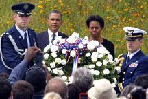 Obama lays wreath for victims of flight 93 in Pennsylvania