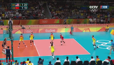 里约奥运女排小组赛:第三局 中国19-25美国