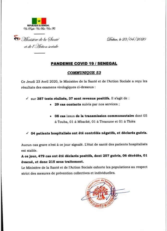 塞内加尔新增37例新冠肺炎确诊病例 累计479例