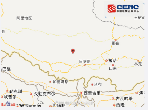 西藏日喀则市谢通门县发生45级地震