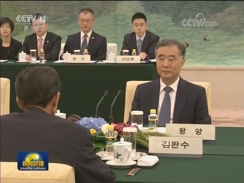汪洋会见朝鲜祖国统一民主主义战线中央委员会议长