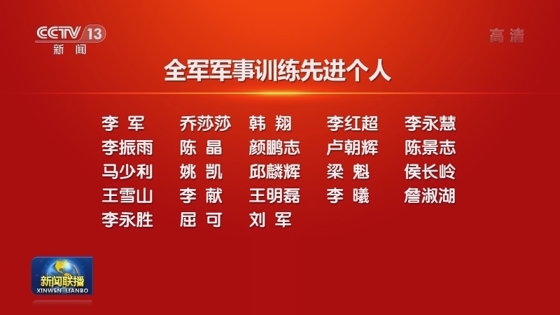 中央军委表彰全军军事训练先进单位和先进个人
