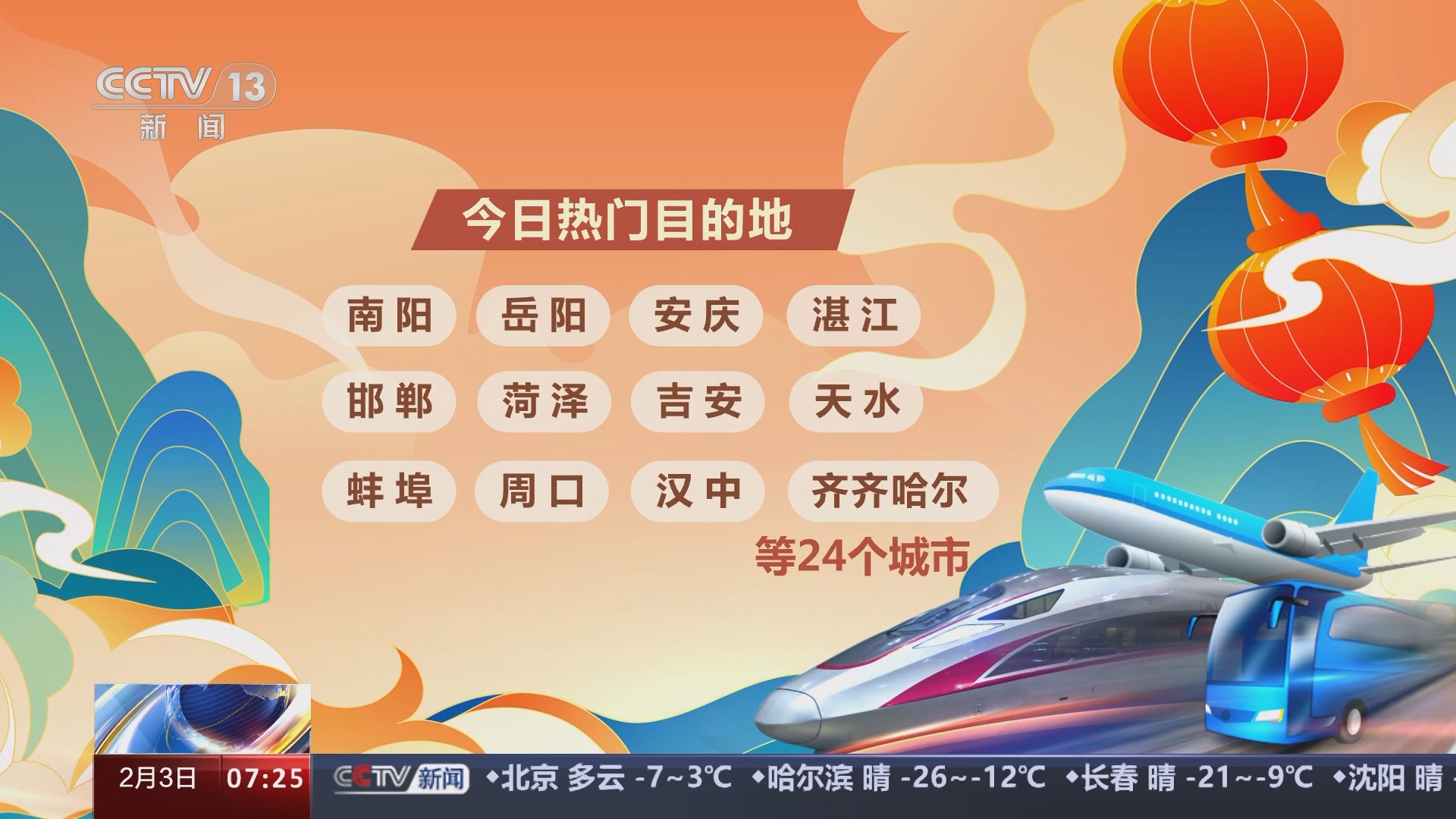 朝闻天下]数据看春运南阳岳阳等城市成为今日热门目的地