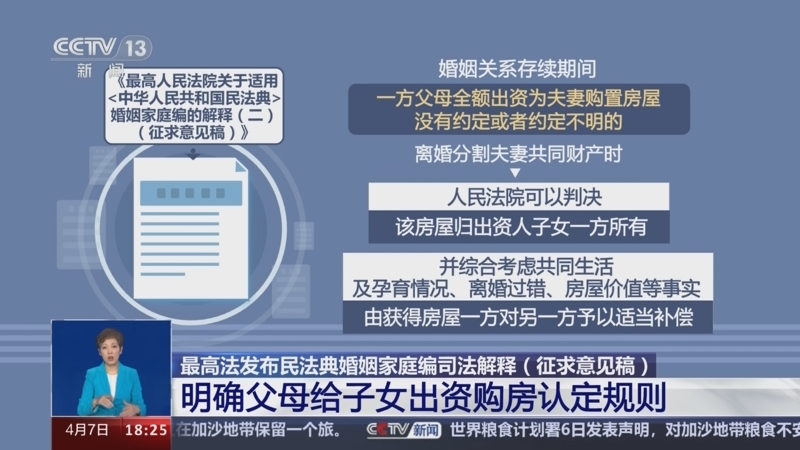 [共同关注]最高法发布民法典婚姻家庭编司法解释(征求意见稿) 明确