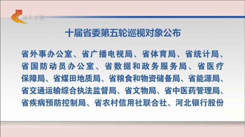 [河北新闻联播]十届省委第五轮巡视对象公布