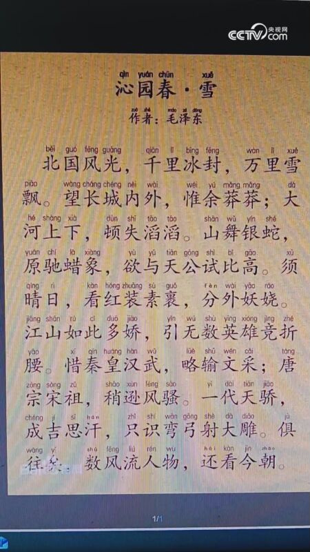 朗诵:沁园春·雪