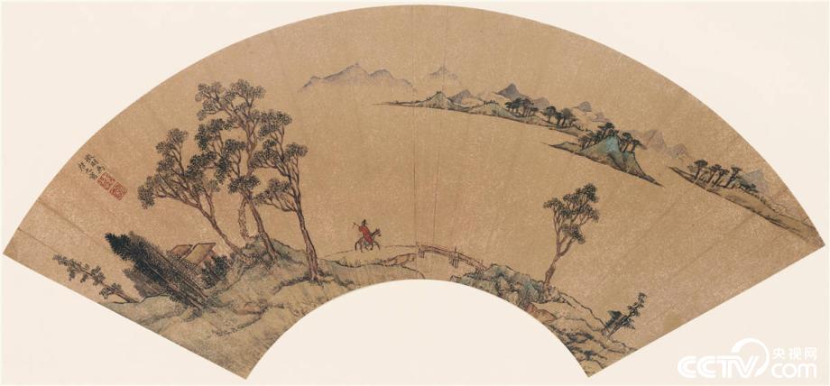 央视画廊】传世墨迹——大师笔下的小清新文徵明《扇面山水图》