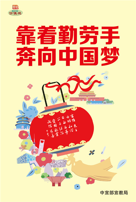 图说我们的价值观wf508靠着勤劳手奔向中国梦