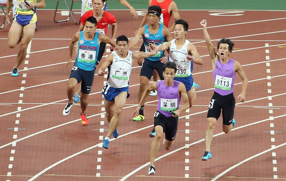 [高清组图]青运会男子4x100米接力:深圳队夺冠