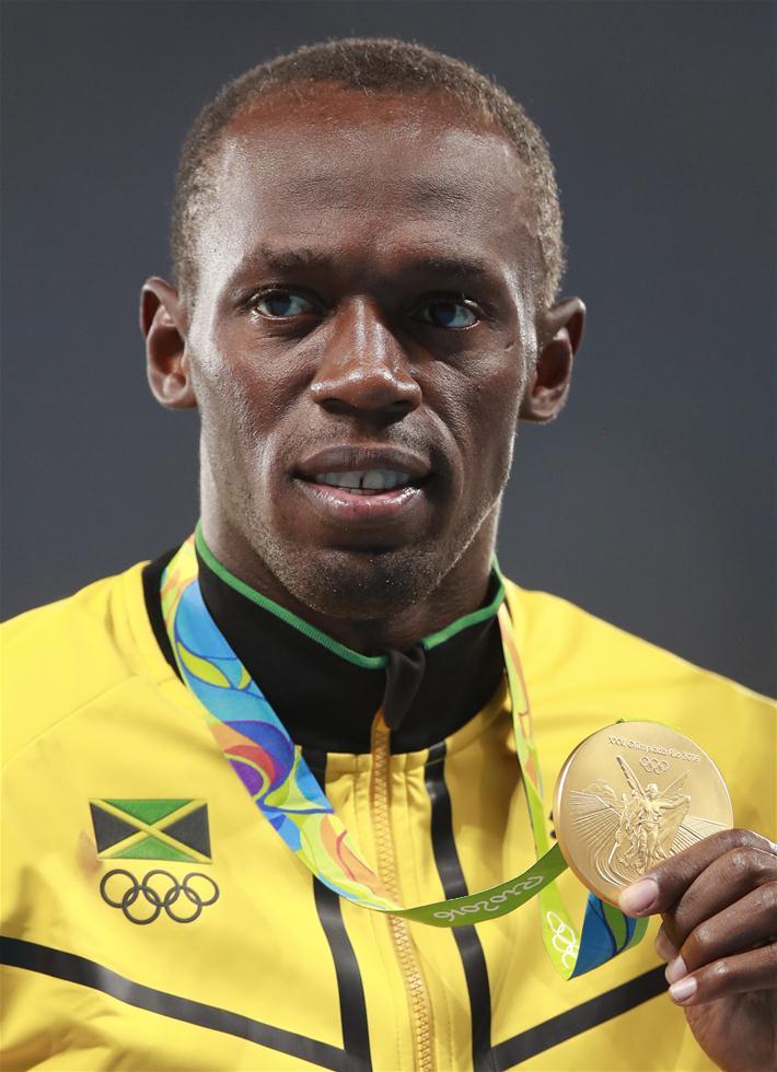 高清组图田径男子200米颁奖仪式博尔特夺冠