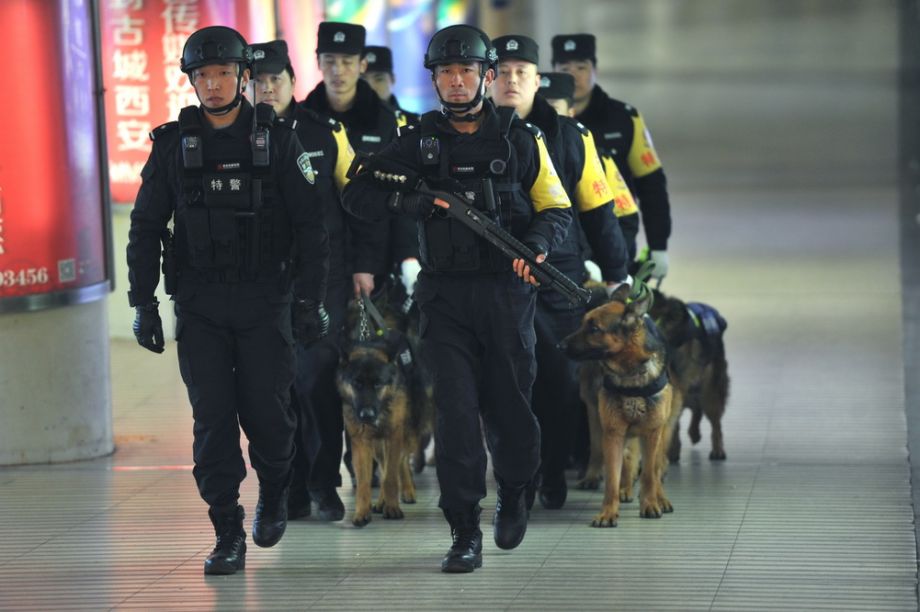 宁坚  摄     2017年春运开始以来,西安铁路警方抽调精干特警,调配6