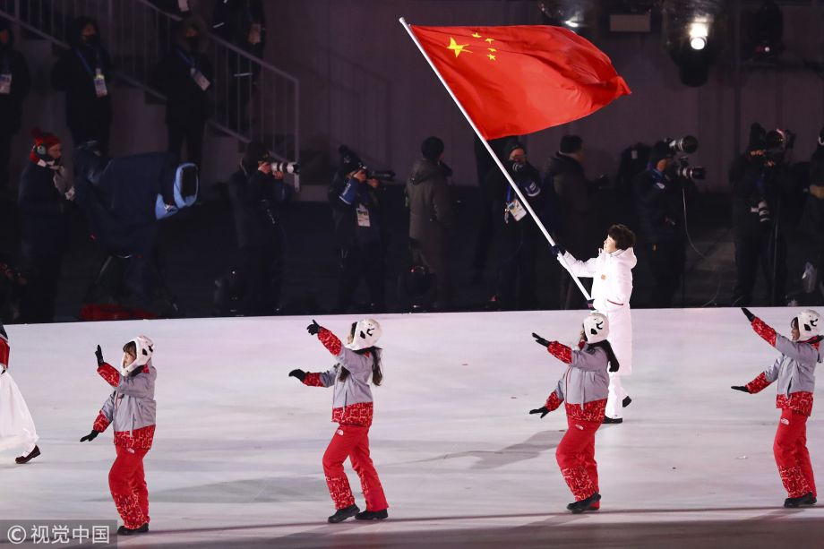 [高清组图]平昌冬奥会开幕式:中国代表图入场