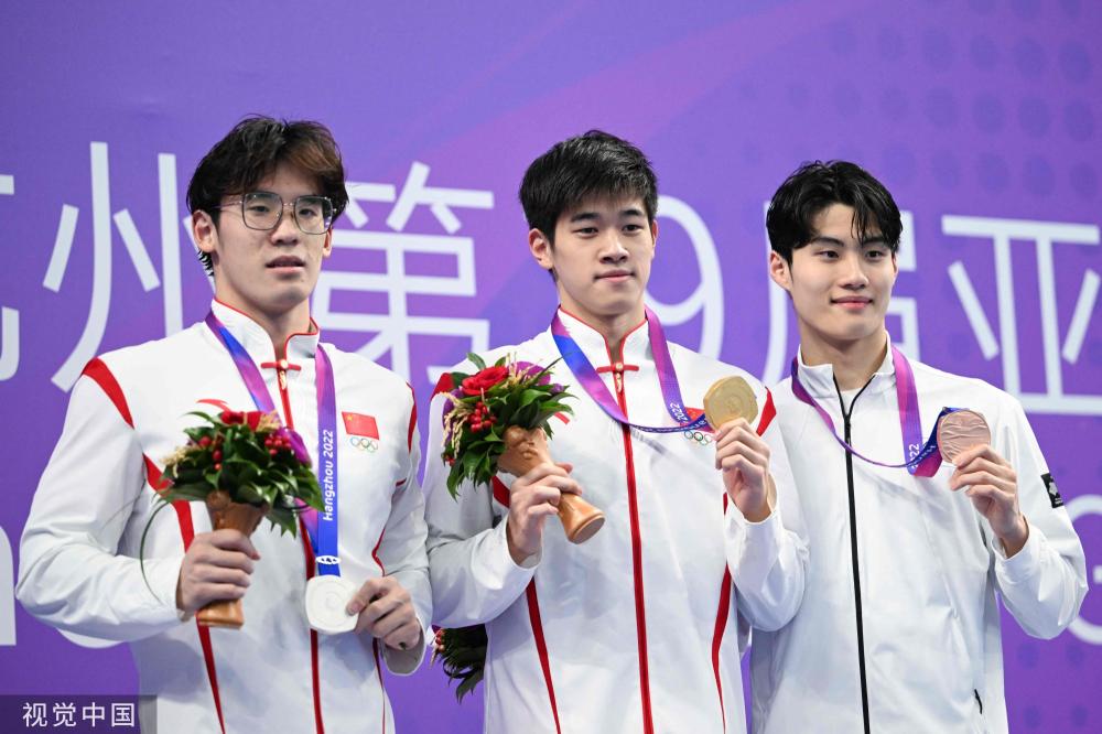 图男子100米自由泳潘展乐夺冠王浩宇银牌