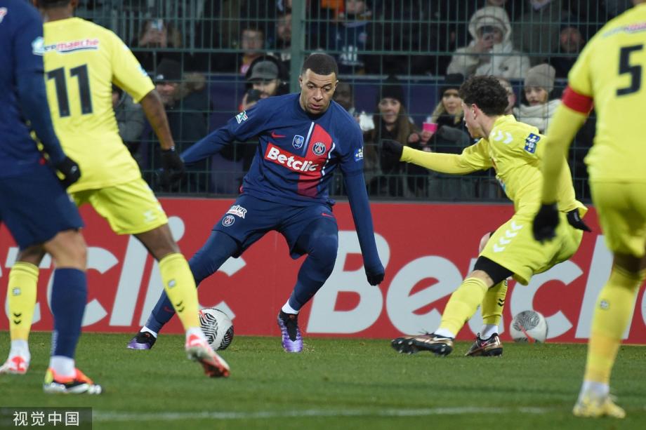 姆巴佩2射2传 巴黎4-1奥尔良晋级法国杯16强