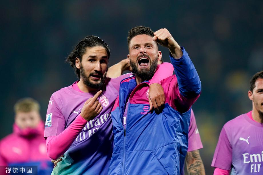 意甲-吉鲁传射约维奇替补制胜 米兰3-2弗洛西诺内