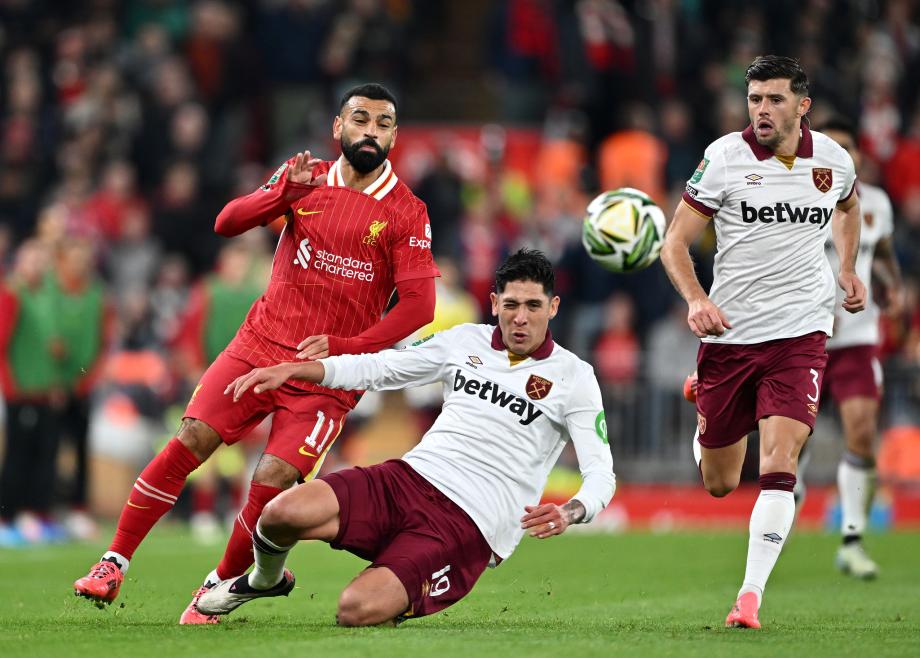 联赛杯-若塔双响萨拉赫建功 利物浦5-1西汉姆