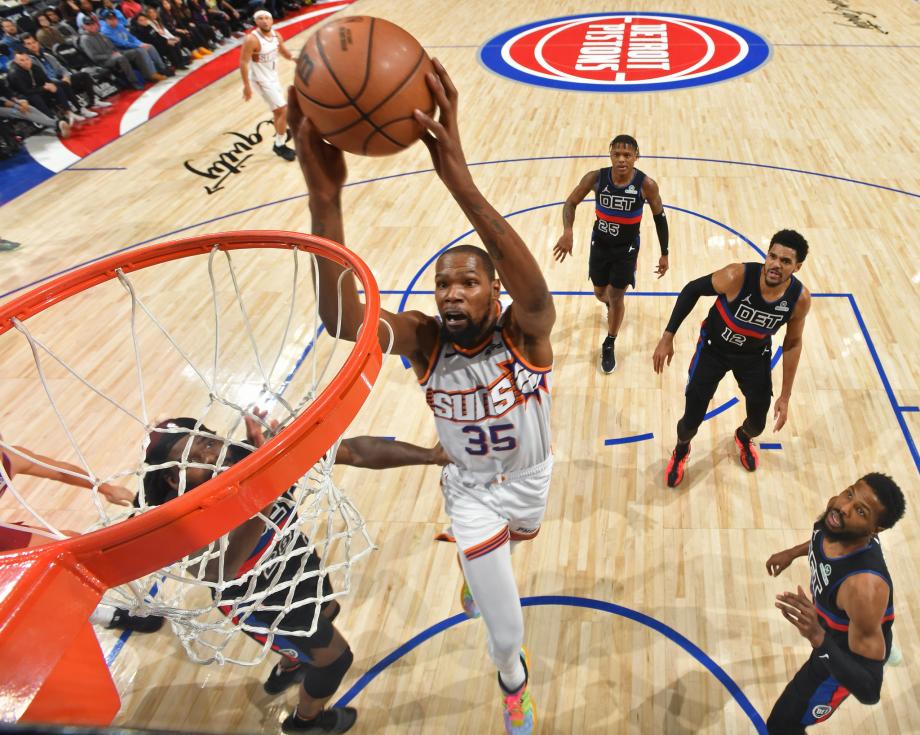 杜兰特36+7布克35分 太阳客场险胜活塞