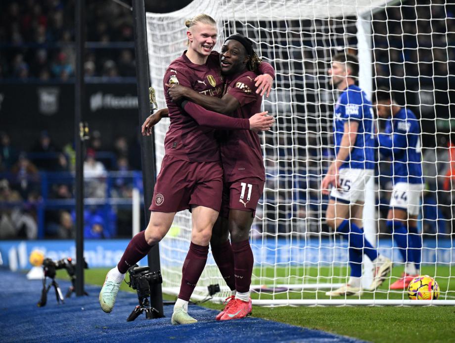 英超-哈兰德破门福登2射1传 曼城6-0伊普斯维奇