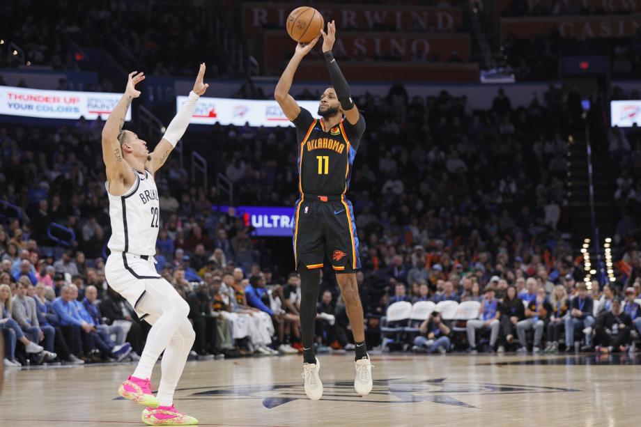 亚历山大27+10约翰逊15分 雷霆大胜篮网