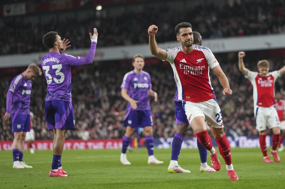 梅里诺破门萨卡建功 阿森纳2-1富勒姆