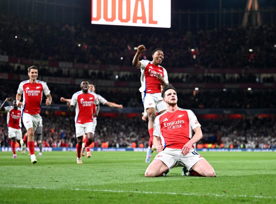 赖斯任意球双响梅里诺破门 阿森纳3-0皇马